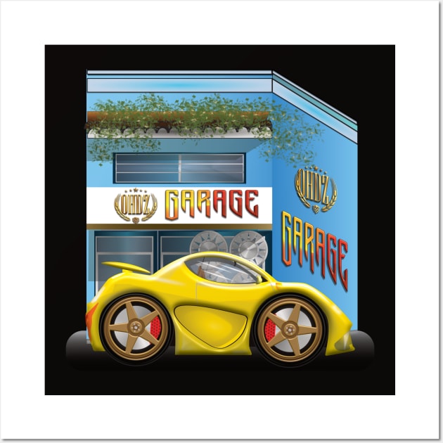 CS Cartoon Machines Sport Car And Garage V 2.5. Wall Art by OmarHernandez